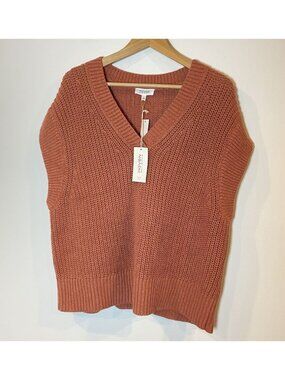 NWT Haven Well Within Sweater Organic Cotton Linen Coral Pink XL New